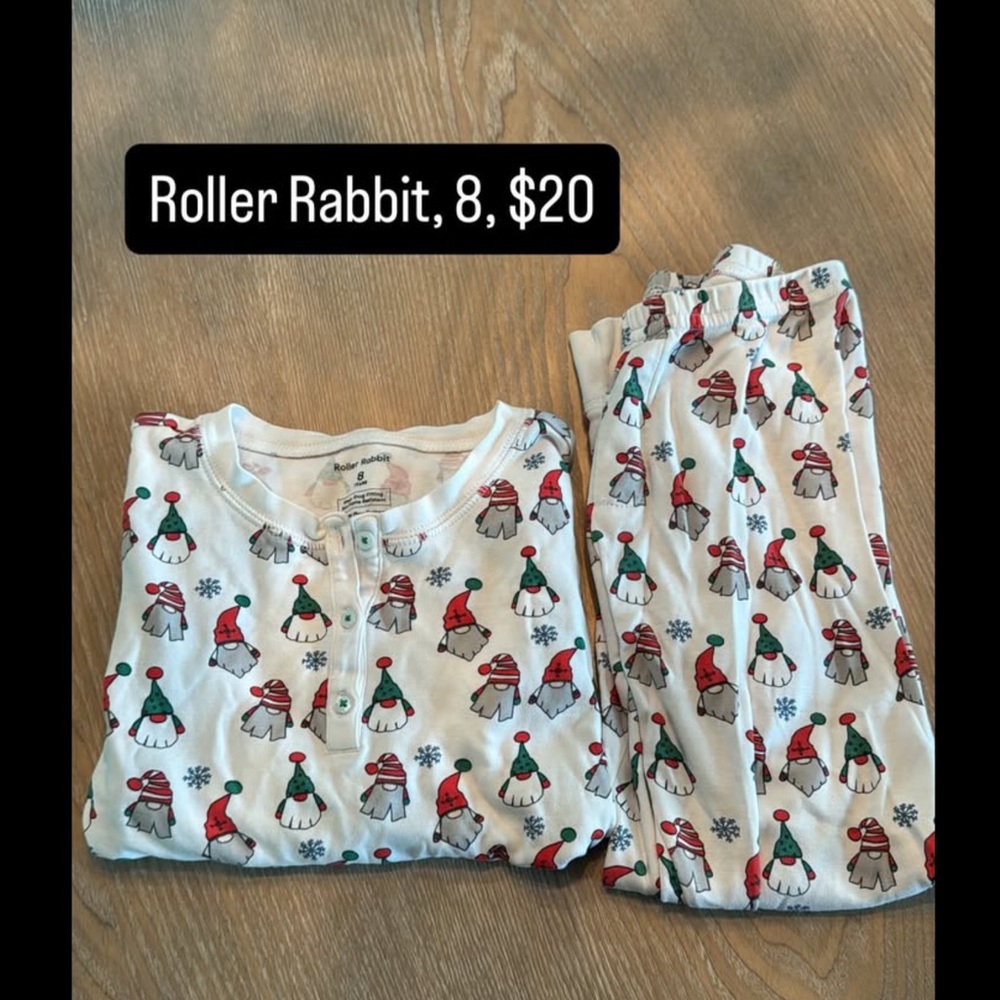 Roller Rabbit Kids Pajama Set - Red and Green Penguins